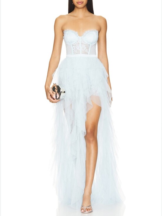 For Love And Lemons Dresses & Skirts - For Love & Lemons White Strapless corset  Tulle high low dress. Size XL NWTS